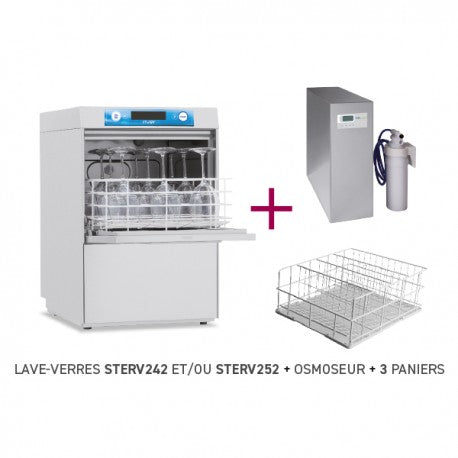 Lave-verres avec Osmoseur - Panier 400 x 400 mm - Monophasé - Hauteur 695
