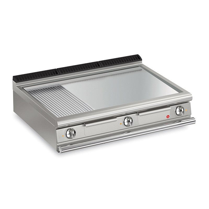Plancha 1/3 rainurée électrique avec revêtement chrome dur - Largeur 1200 mm - Gamme QUEEN 900 - Baron