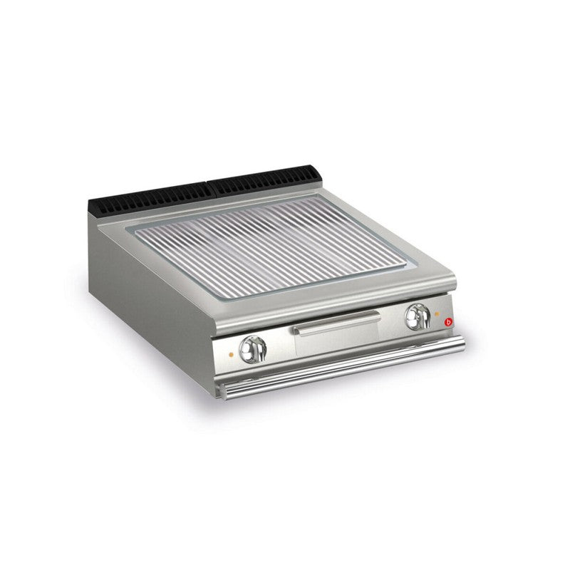 Plancha électrique - Plaque AISI 430 - Rainurée - Largeur 800 mm - Gamme QUEEN 900 - Baron