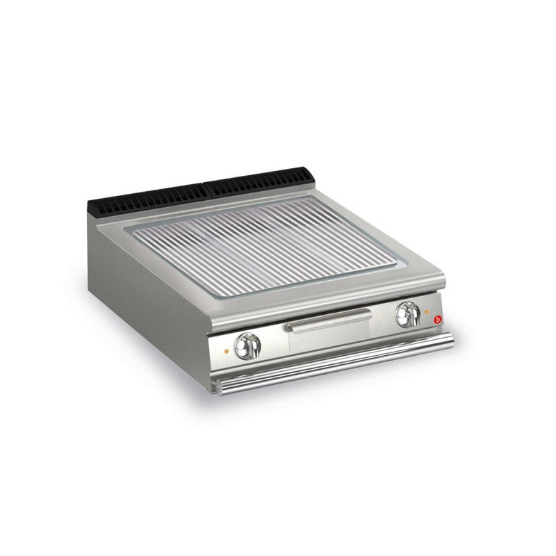 Plancha électrique - Plaque chrome dur - Rainurée - Largeur 800 mm - Gamme QUEEN 900 - Baron