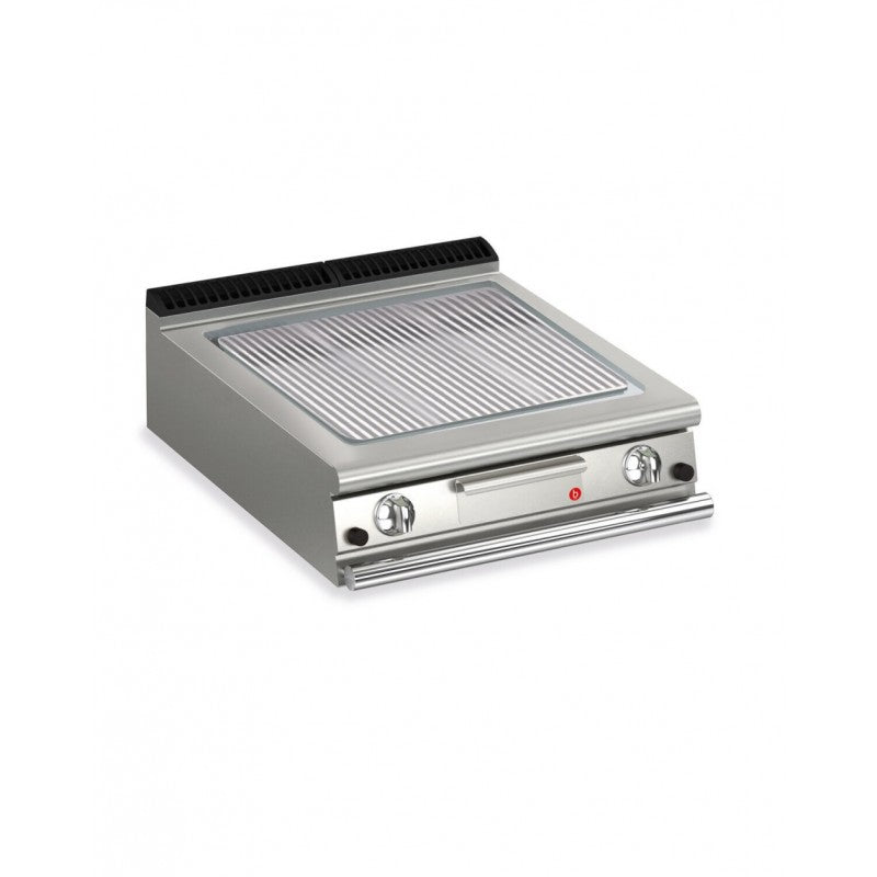 Plancha gaz - Plaque AISI 430 rainurée - Largeur 800 mm - Gamme QUEEN 900 - Baron