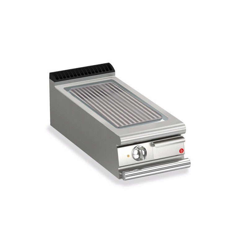 Plancha gaz - Plaque chrome dur rainurée - Largeur 400 mm - Gamme QUEEN 900 - Puissance totale absorbée 7.5 KW - Baron