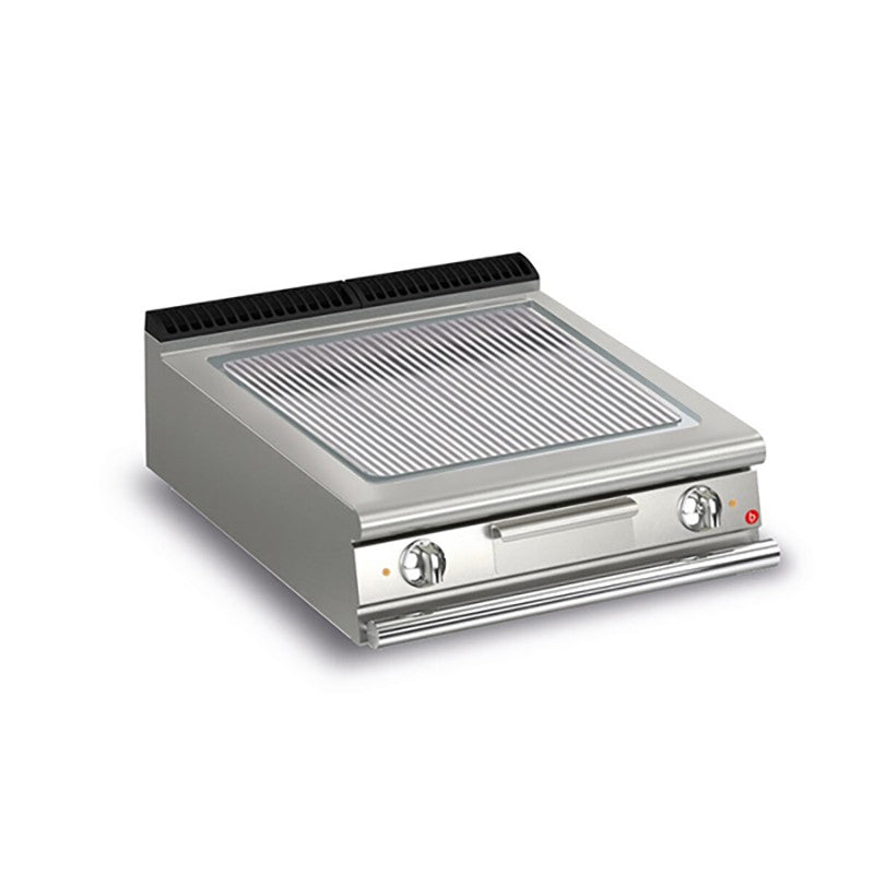 Plancha rainurée électrique avec revêtement chrome brossé - 705 x 490 mm - Gamme QUEEN 700 - Baron