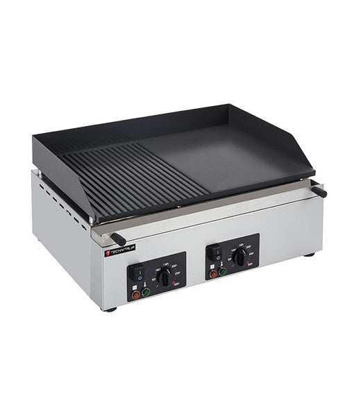 Plancha à poser - 1/2 Lisse 1/2 Rainurée - Revetement céramique - Gaz ou Electrique