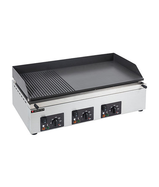 Plancha à poser - 2/3 Lisse 1/3 Rainurée - Revetement céramique - Gaz ou Electrique