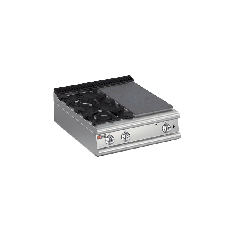 Plaque de cuisson - Top 2 feux vifs + 1/2 Plaque coup de feu - Gamme Queen 900 - Baron