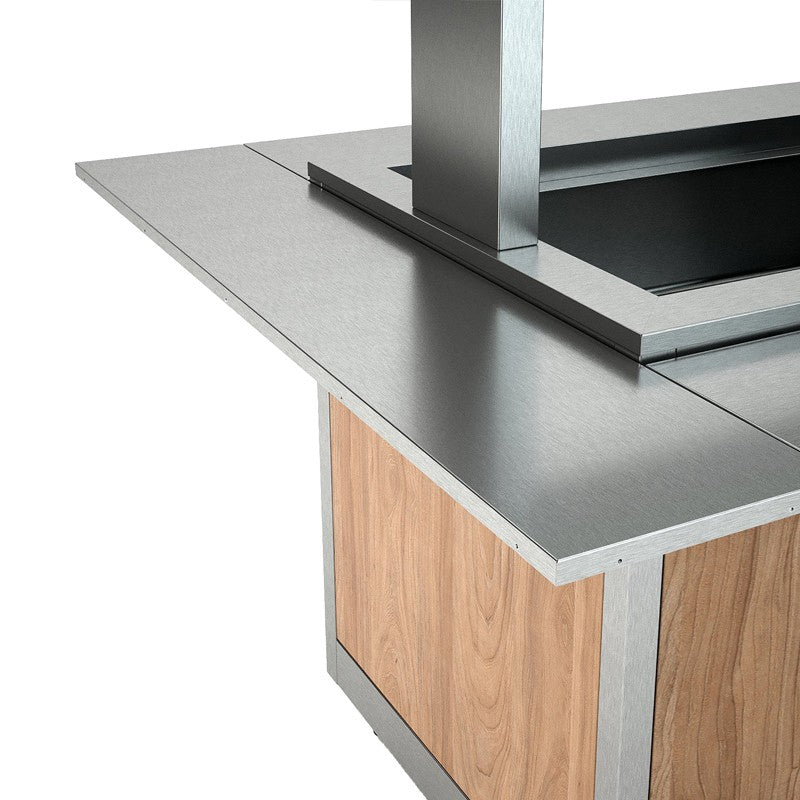 Rampe à plateaux pour îlot libre service - Finition acier inox plein - Nosem