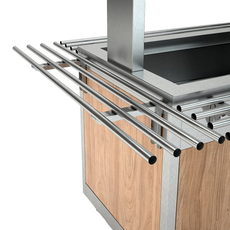 Rampe à plateaux pour îlot libre service - Finition acier inox - Prof 300 mm - Nosem