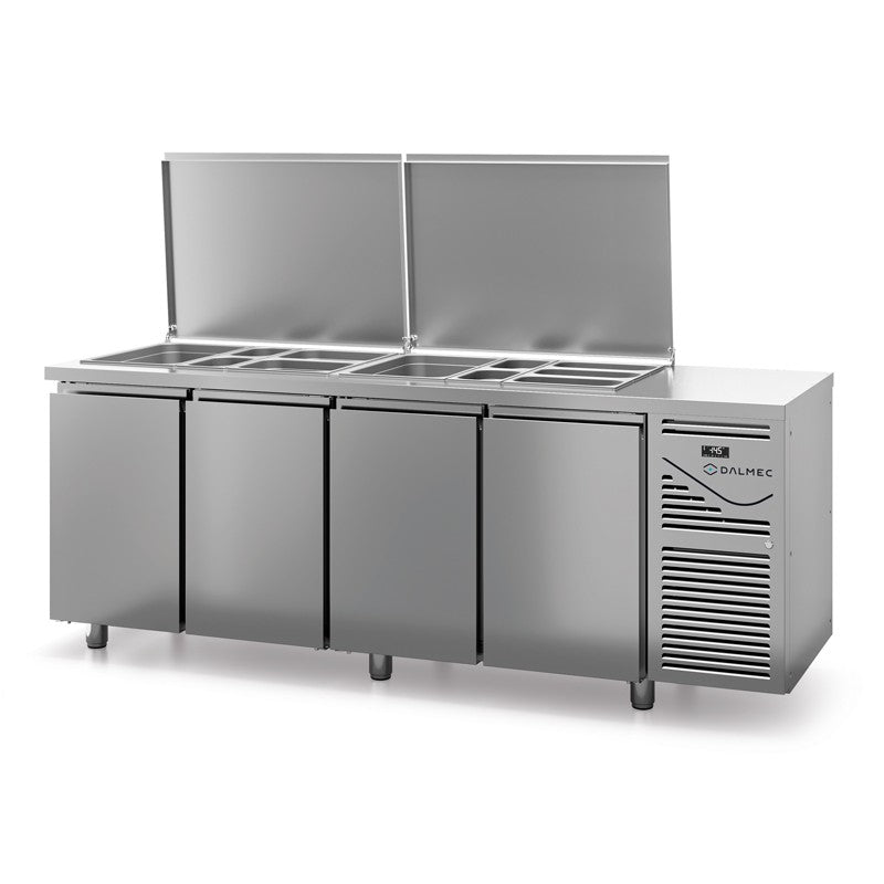 Saladette avec couvercle - Prof. 700 - GN 1/1 - Sans groupe - 4 portes - Dalmec