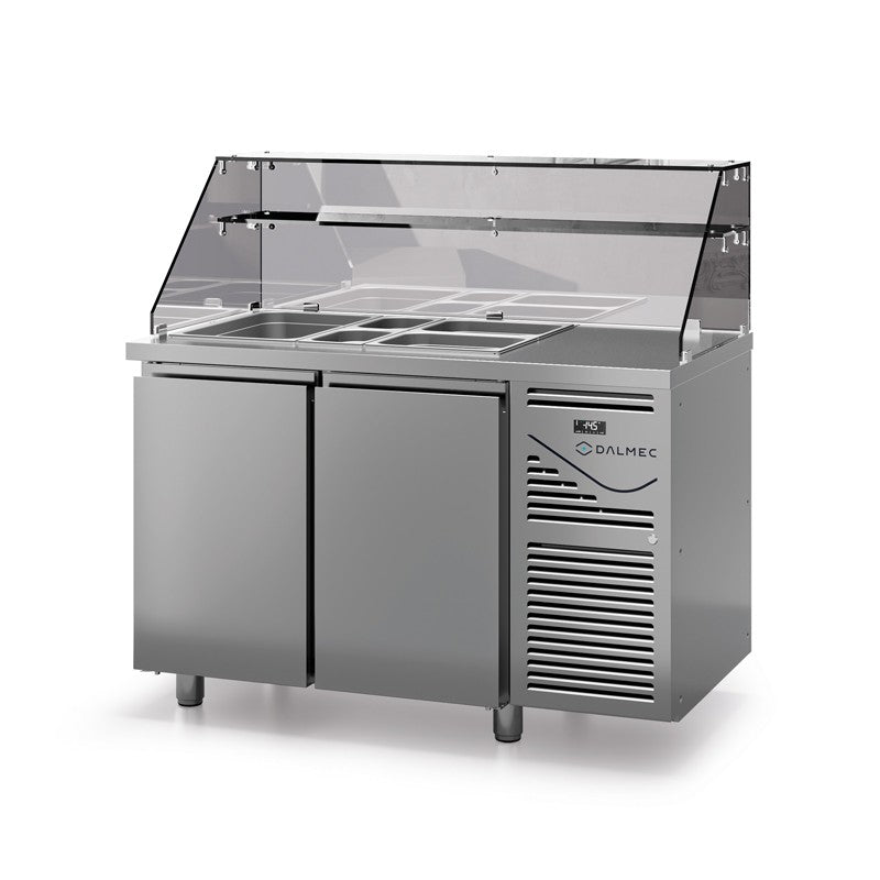 Saladette avec vitrine haute - Prof. 700 - GN 1/1 - Groupe logé - 2 portes - Dalmec