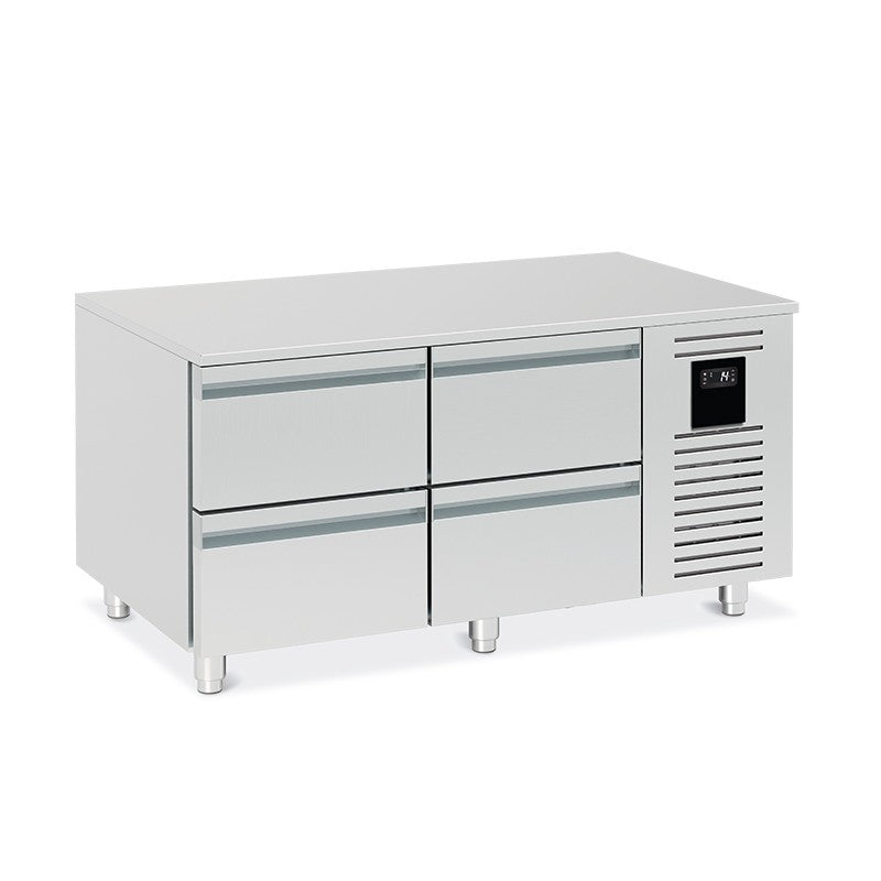 Soubassement réfrigéré positif avec 4 demi-tiroirs - 100 L - Nosem