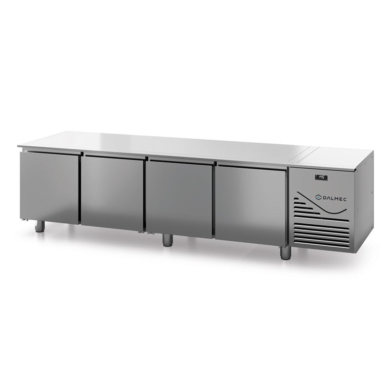 Soubassement réfrigéré positif - PROF. 650 - GN 1/1 - Hauteur 590/640 MM - 4 Portes pleines - Dalmec