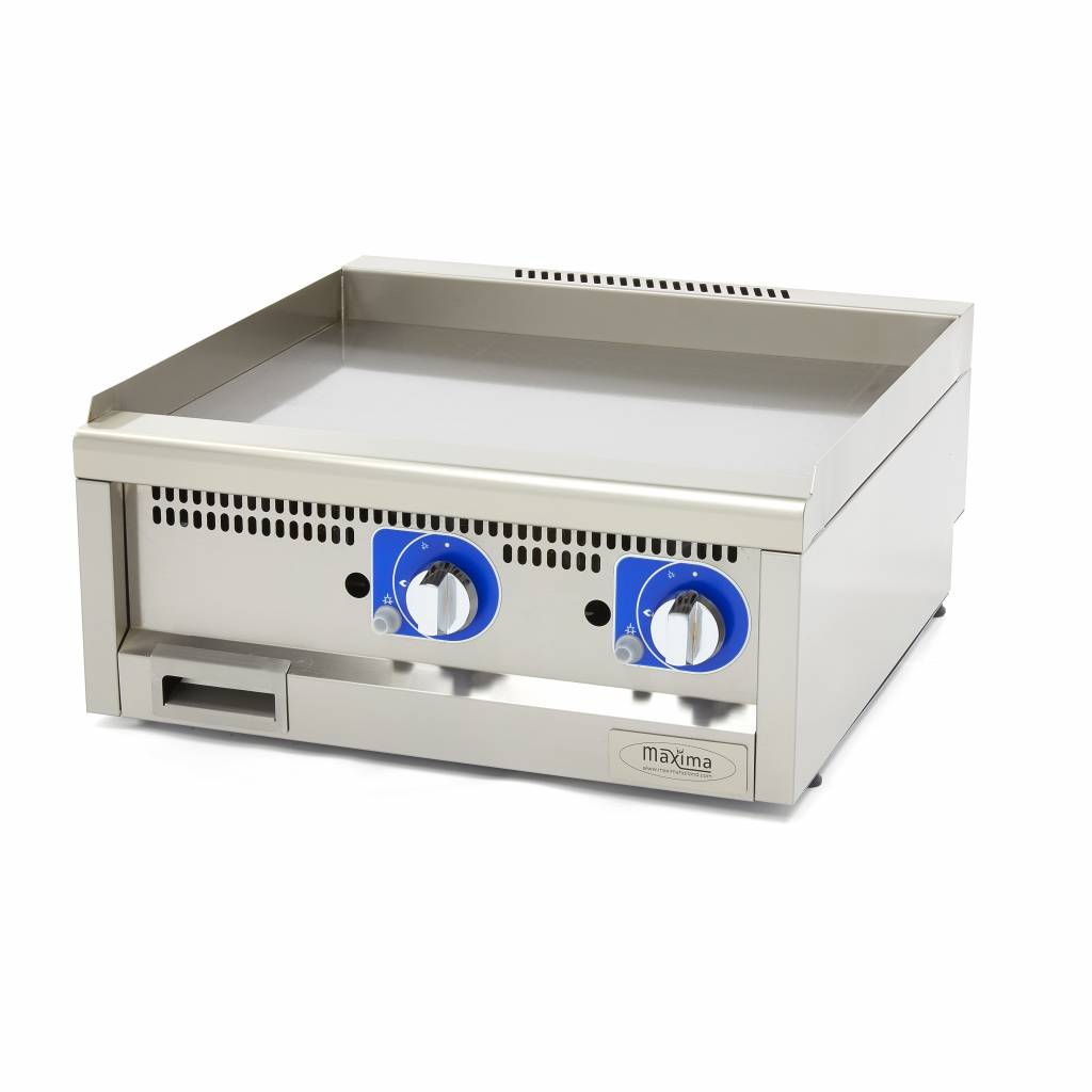 Gril de qualité commerciale - lisse - unité double - profondeur 60 cm - gaz