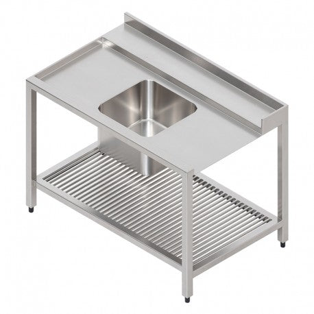 Table avec cuve pour lave-vaisselle à capot - Prof. 750 mm - Accroche à gauche - TLEGV120