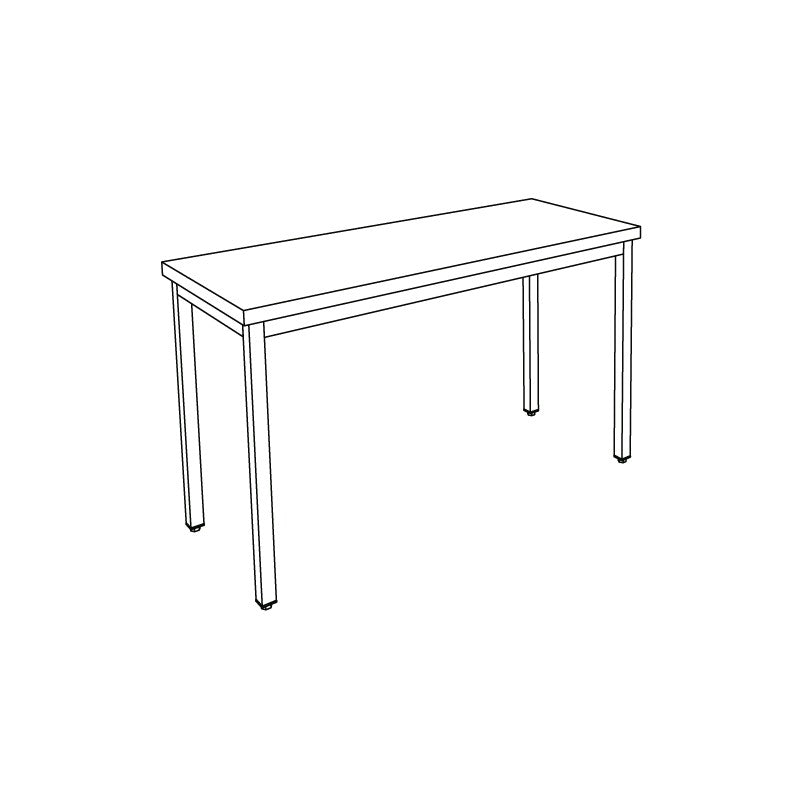 Table centrale inox profondeur 600 mm - Sans étagère - Longueur 1400 mm - Nosem