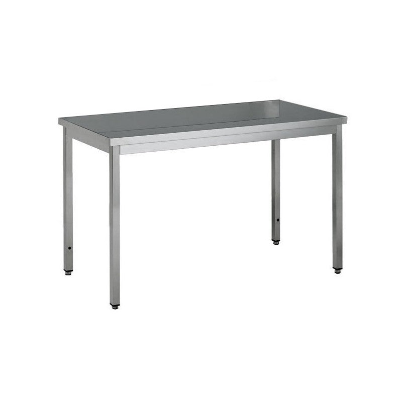Table centrale inox profondeur 600 mm - Sans étagère - Longueur 1600 mm - Nosem
