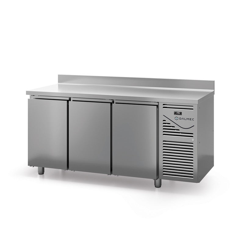 Table réfrigérée positive avec dosseret - Prof. 600 - 325 x 430 groupe logé - 3 portes - Dalmec