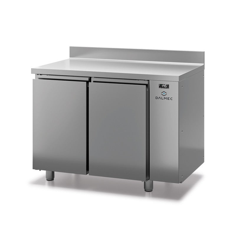 Table réfrigérée positive avec dosseret - Prof. 600 - 325 x 430 sans groupe - 2 portes - Dalmec