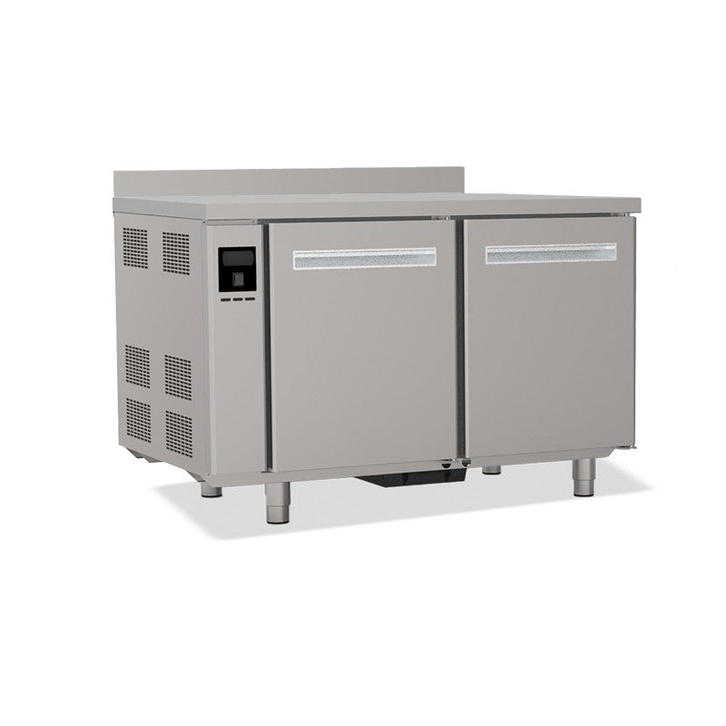Tables réfrigérées pâtissières positives - Dessus inox - Avec dosseret - Sans groupe logé - Prof. 810 mm - 2 portes