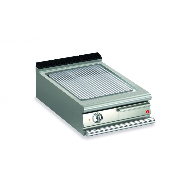 Top plancha électrique - Plaque rainurée 37,3 dm² - AISI 430 - Larg. 600 mm - 505 x 490 - Gamme QUEEN 700 - Baron