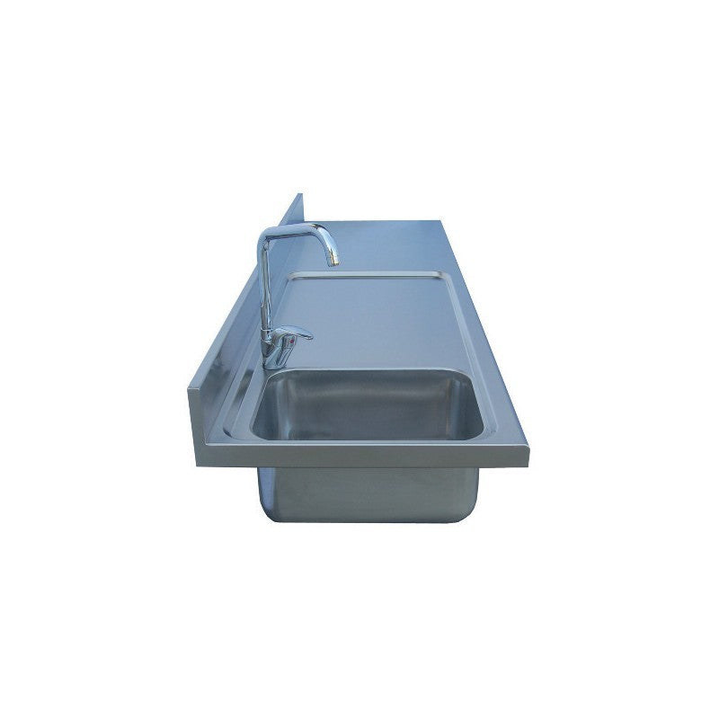 Plan de travail inox - 3 portes moyennes - Avec dosseret - Longueur 1880 - Unifrigor
