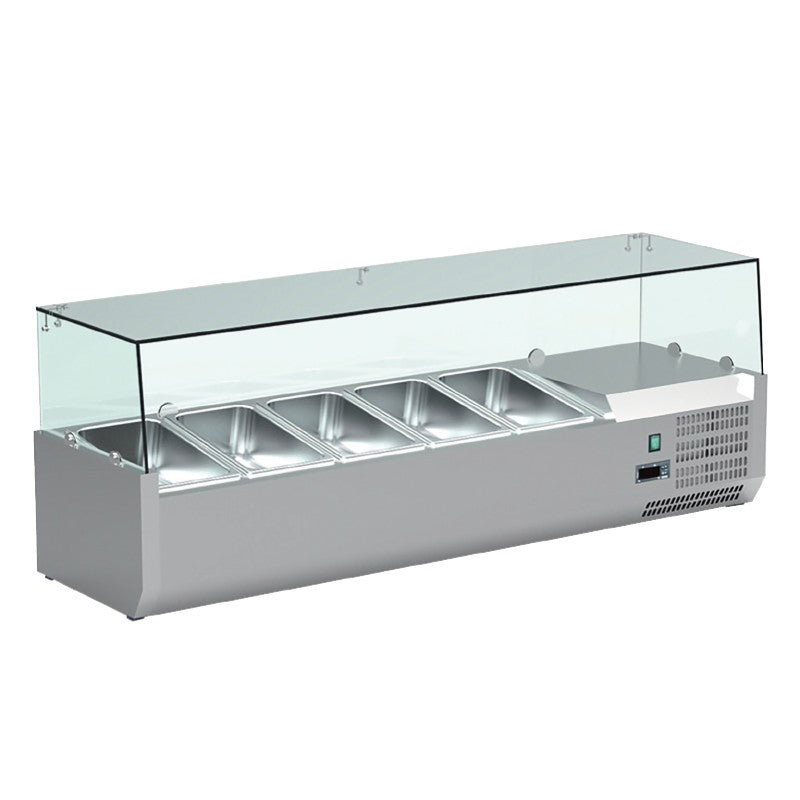 Vitrine réfrigérée positive +2/+8°C pour table à pizza - 5 bacs GN 1/4 - Nosem