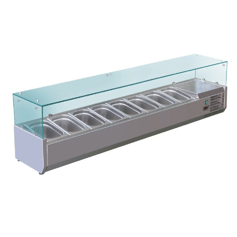 Vitrine réfrigérée positive +2/+8°C pour table à pizza - 8 bacs GN 1/3 - Nosem