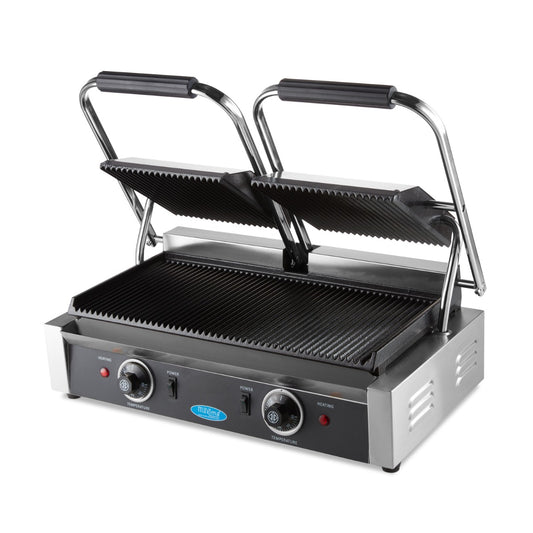 Grill Panini - rainuré - Plancha double - 2 x 22 cm