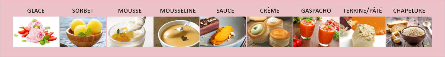 DEL'ICE POWER - utilisations : glaces, sorbets, mousselines, gaspachos