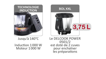 Robot-cuiseur DELCOOK POWER à induction - cuve 3,75 L