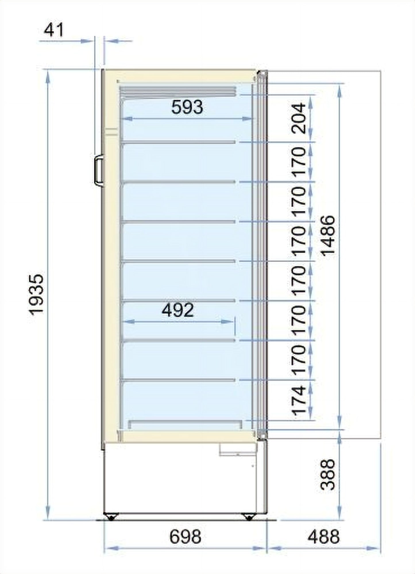 Armoire Négative Marine Vitrée 1 Porte 353L – Congélateur Statique, -18 °C