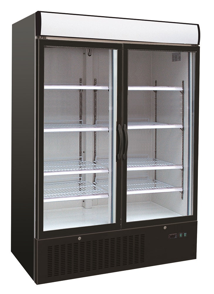 Armoire Réfrigérée Vitrée 2 Portes 1079L Noire – Réfrigérateur, +2/+8 °C