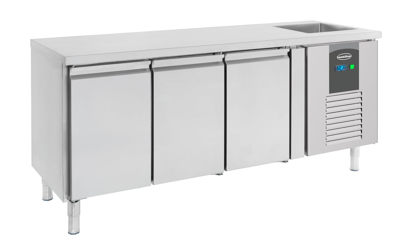 Table Réfrigérée Plonge Inox 3 Portes L2020 – Réfrigérateur, -2/+8 °C