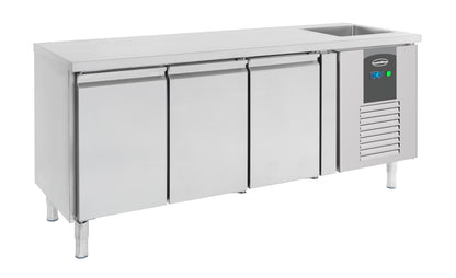 Table Réfrigérée Plonge Inox 3 Portes L2020 – Réfrigérateur, -2/+8 °C