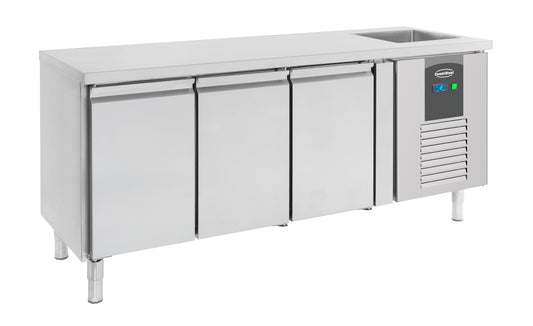 Table Réfrigérée Plonge Inox 3 Portes L2020 – Réfrigérateur, -2/+8 °C
