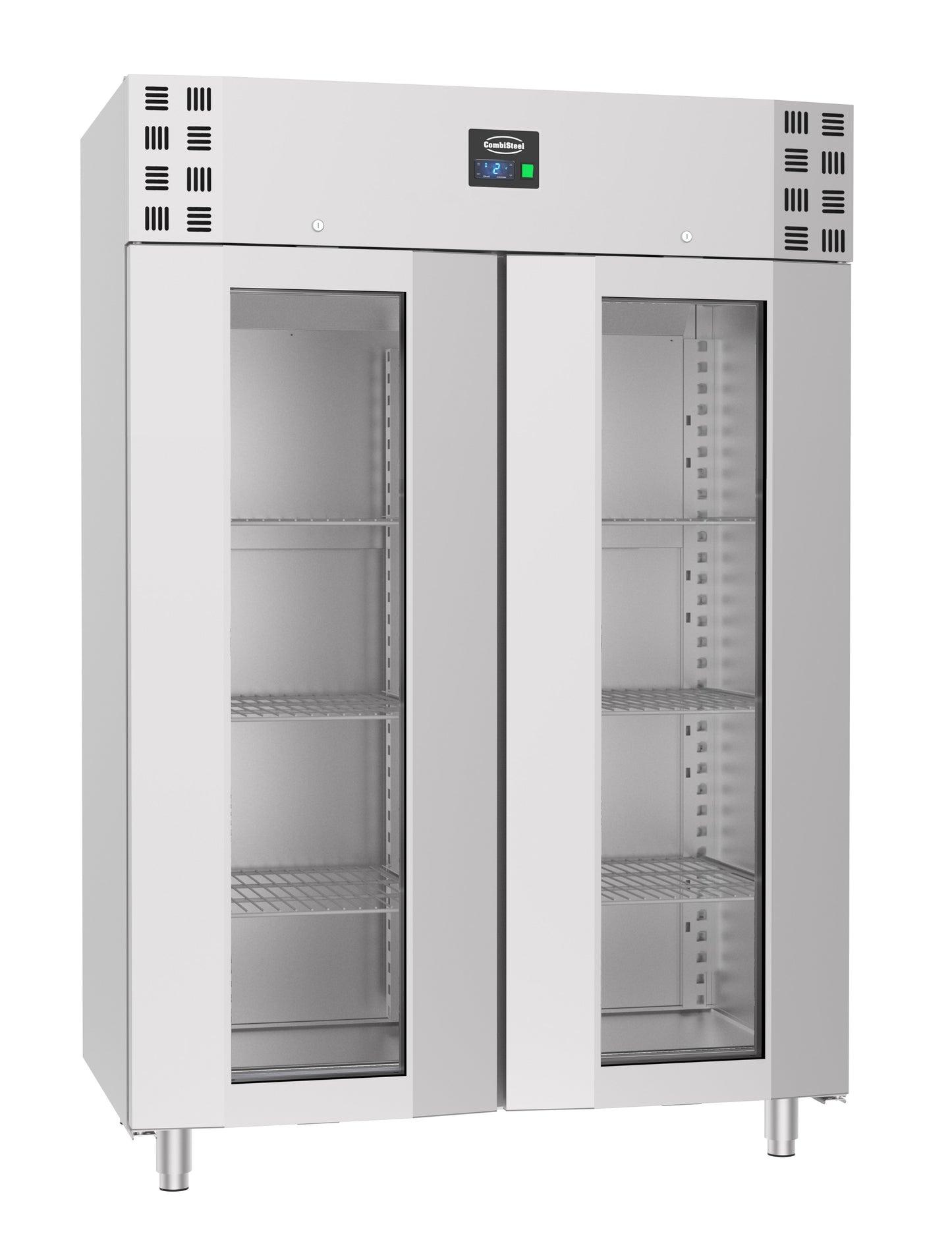 Armoire Réfrigérée Inox Vitrée Monobloc 2 Portes 1400L – Réfrigérateur, +2/+8 °C