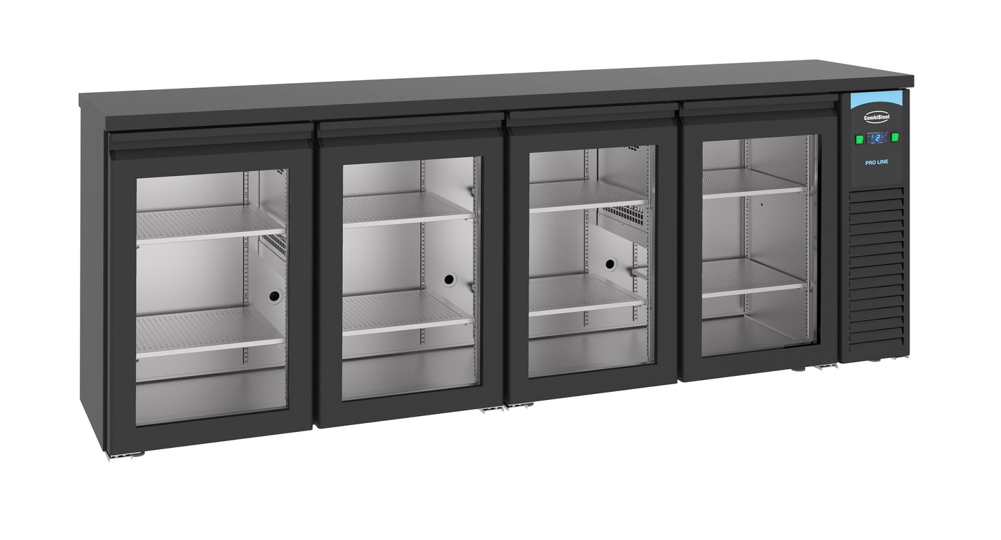Arrière Bar Réfrigérée Noir 4 Portes En Verre *Transport Sur Demande* L2490