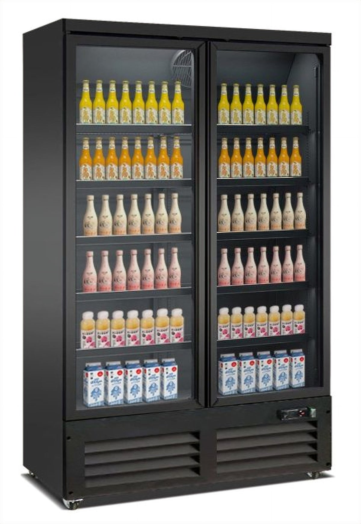Armoire Négative Vitrée 2 Portes Ceb-1200F Noire – Congélateur, -22/-18 °C