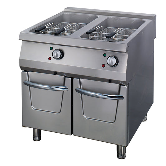 friteuse - 2 x 22 L - unité double - profondeur 90 cm - avec robinet de vidange - électrique