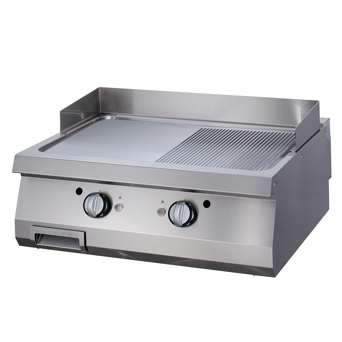 Plancha - chrome demi-rainuré - unité double - profondeur 90 cm - gaz