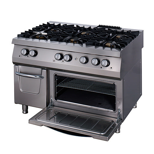 cuisinière - 6 brûleurs - unité triple - profondeur 90 cm - gaz incl four électrique