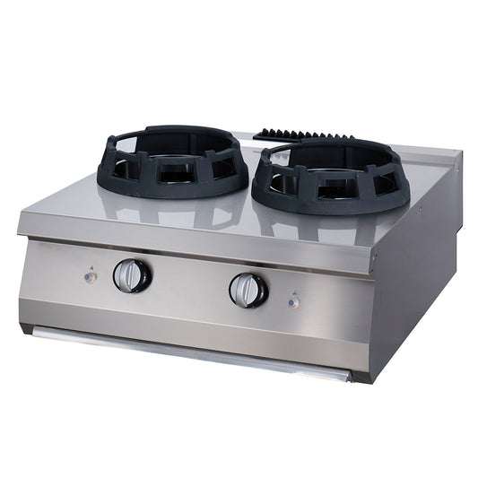 Cuiseur wok gaz - 2 x Ø28,5 cm - unité double - gamme 900 (prof. 90 cm)