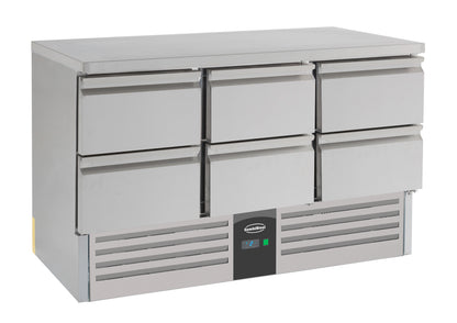 Table Réfrigérée Inox 6 Tiroirs L1365 Compact Line – Réfrigérateur, +2/+8 °C
