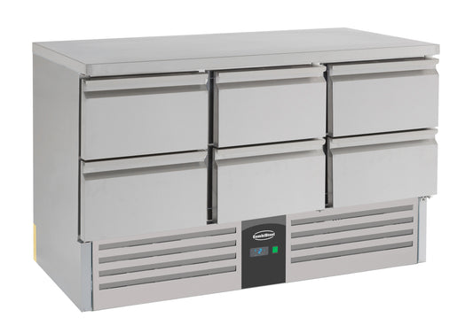 Table Réfrigérée Inox 6 Tiroirs L1365 Compact Line – Réfrigérateur, +2/+8 °C