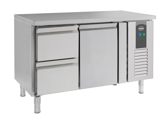 Table Réfrigérée Inox 1 Porte 2 Tiroirs L1360 – Réfrigérateur, +2/+8 °C