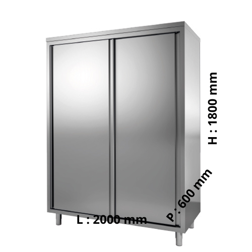 Armoire de rangement inox  Hauteur 1800 - Portes coulissantes - P600