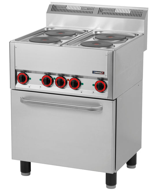 Fourneau électrique 4 feux avec four électrique ventilé GN 1/1 66 