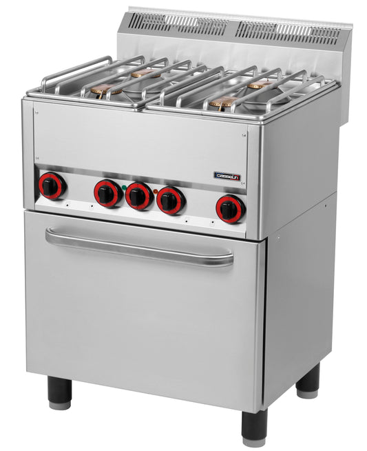 Fourneau gaz 4 feux avec four électrique ventilé GN 1/1 66 