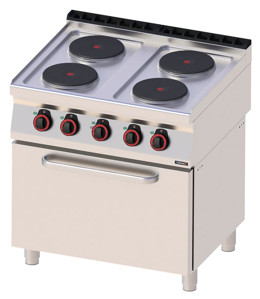 Fourneau électrique 4 feux avec four électrique ventilé GN 1/1 80 