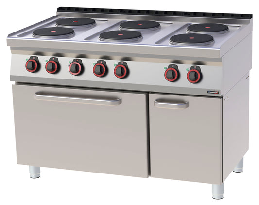 Fourneau électrique 6 feux avec four électrique ventilé GN 1/1 120 